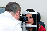 Woman having her eye exam