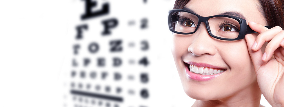 Woman wearing new eye glasses